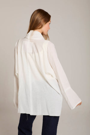 Raw-Hem Linen Kimono in White