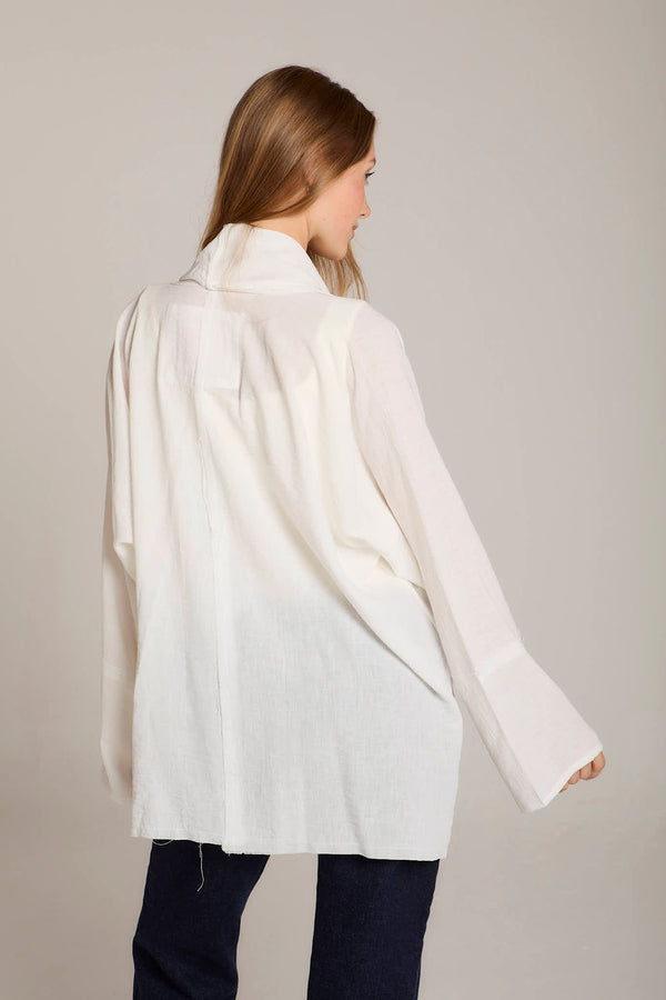 Raw-Hem Linen Kimono in White