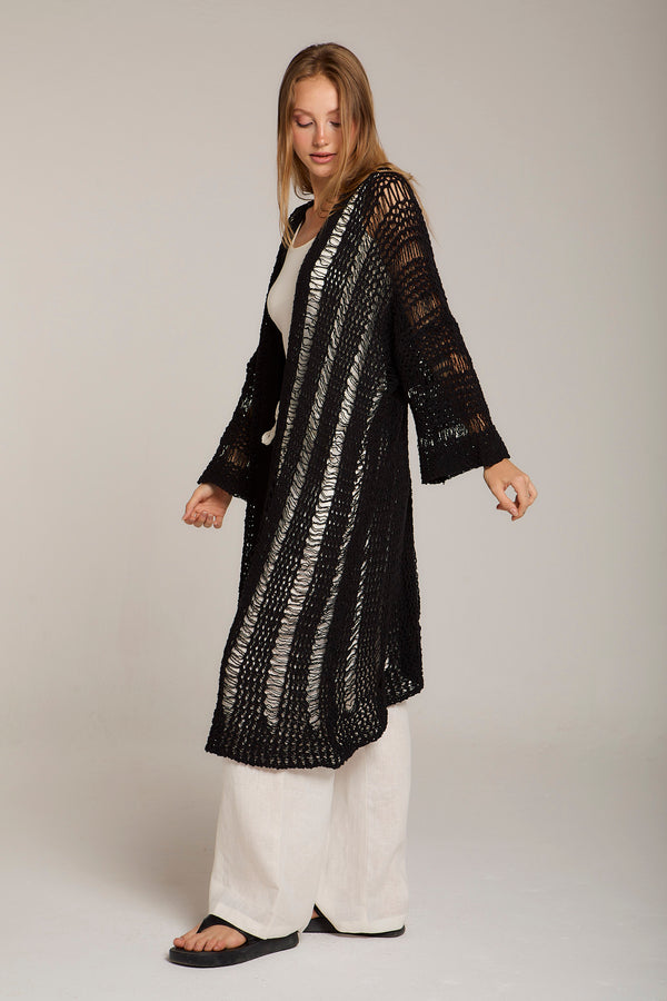 Gypsy Soul Crochet Cardigan in Black