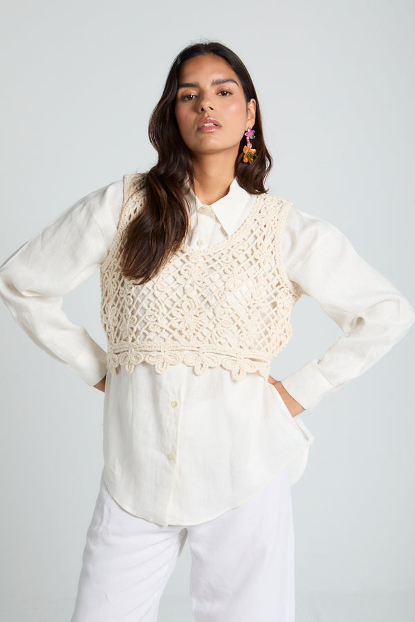 Crochet Top in Creme