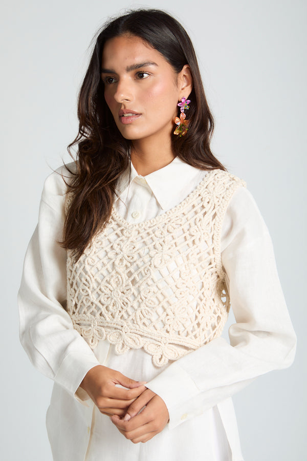 Crochet Top in Creme