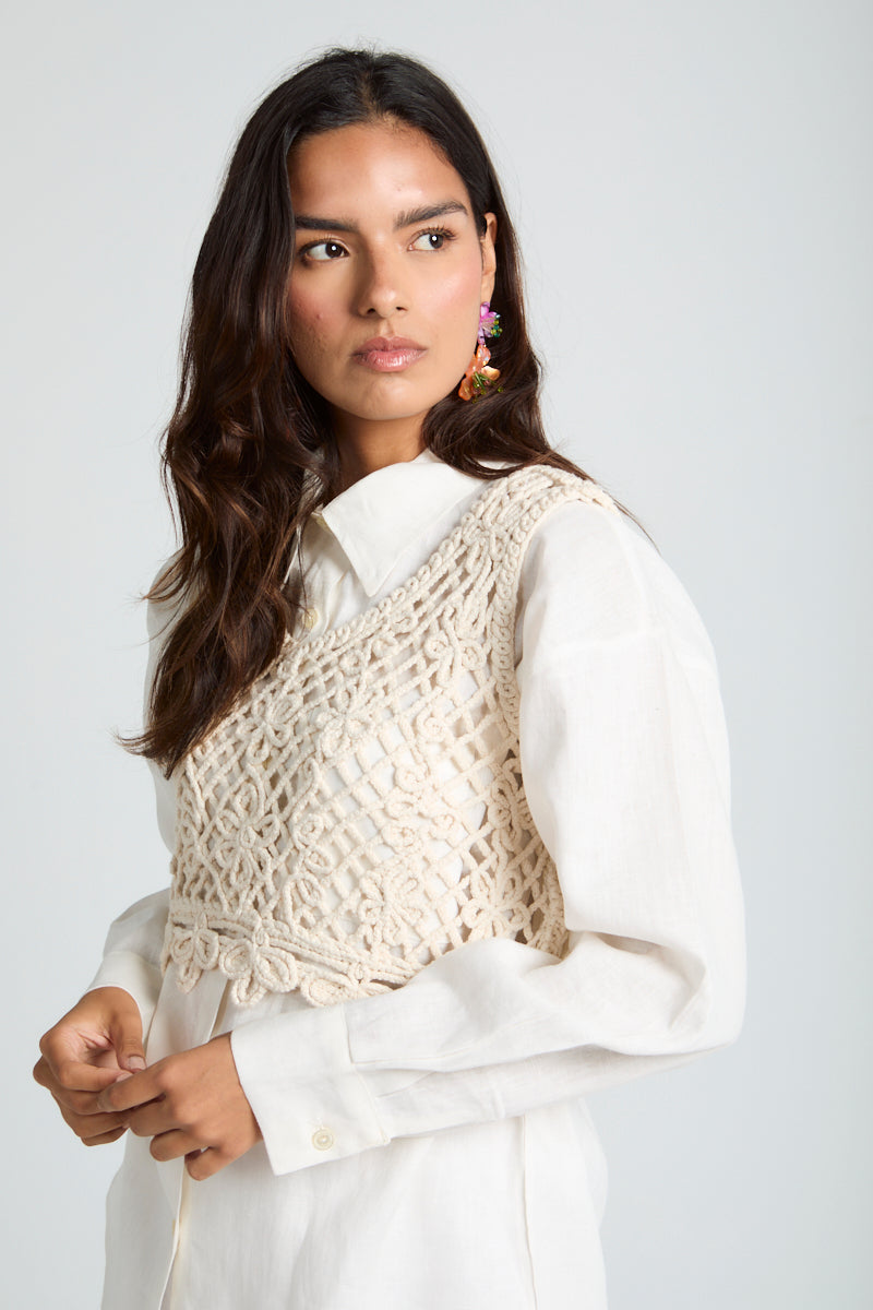 Crochet Top in Creme