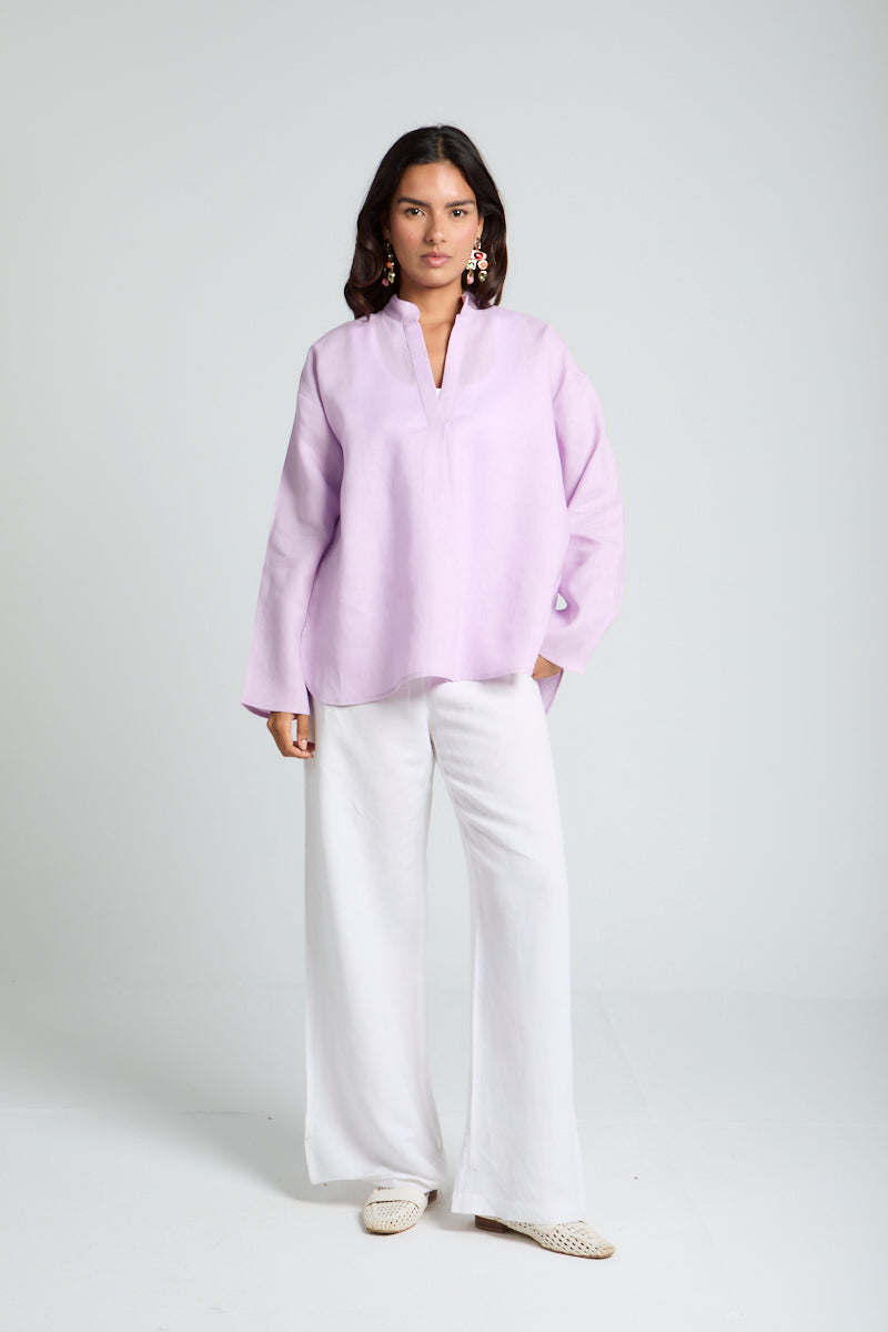 Mandarin Collar Shirt in Lavender