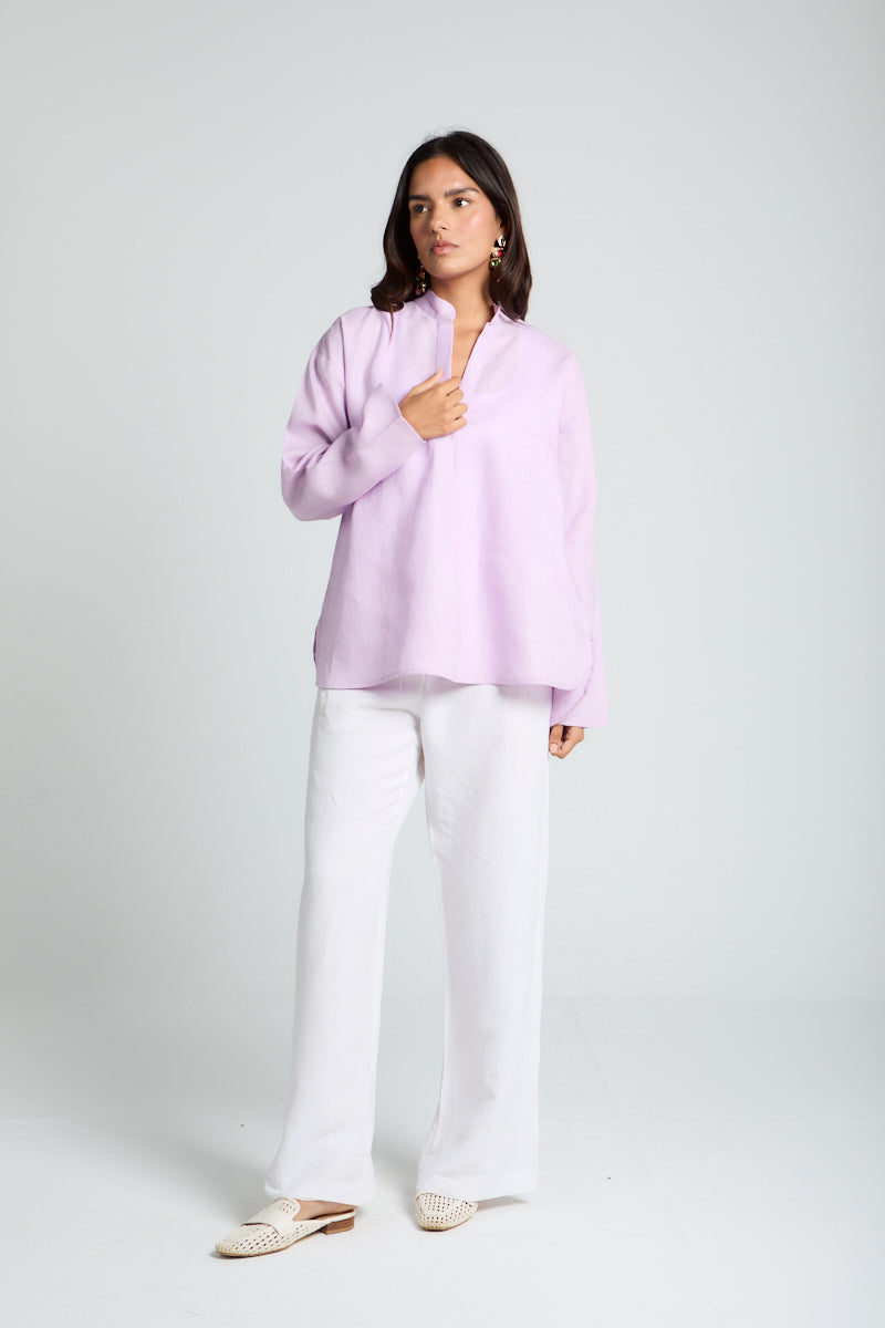 Mandarin Collar Shirt in Lavender