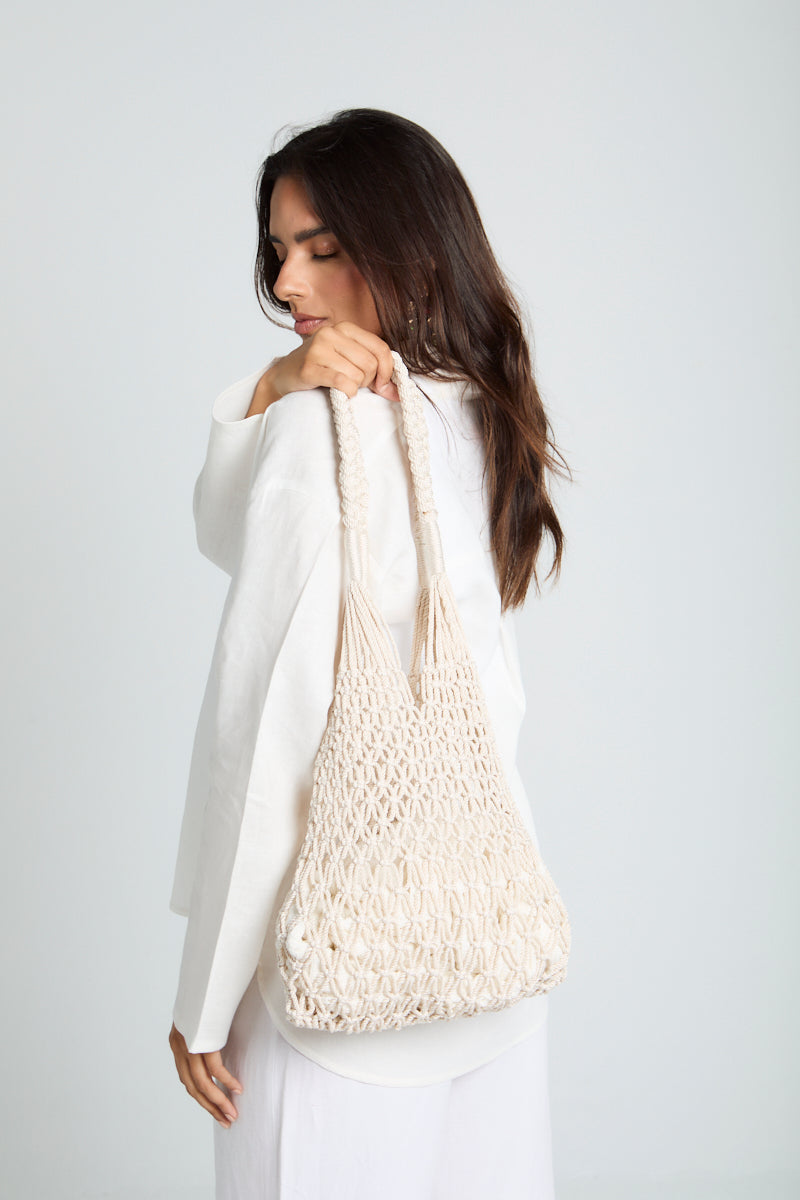 Daisy Strings Bag in Off White