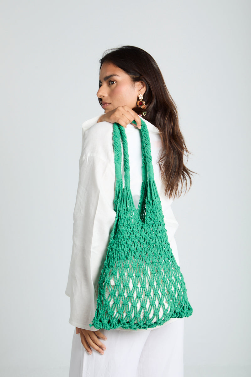 Daisy Strings Bag in Green