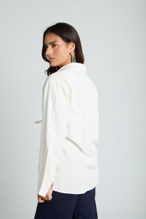 Tied up Linen Shirt in Off White