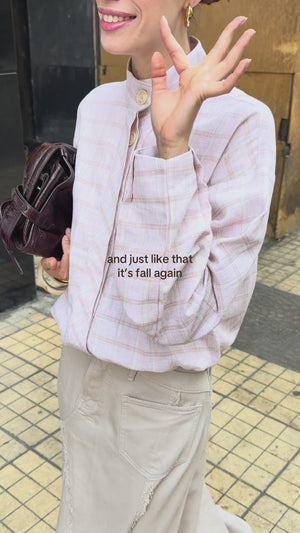 Bomber Jacket in Plaid Pink