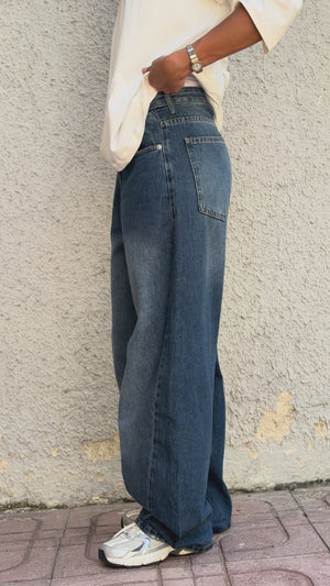 Baggy Balloon Denim Pants in Blue