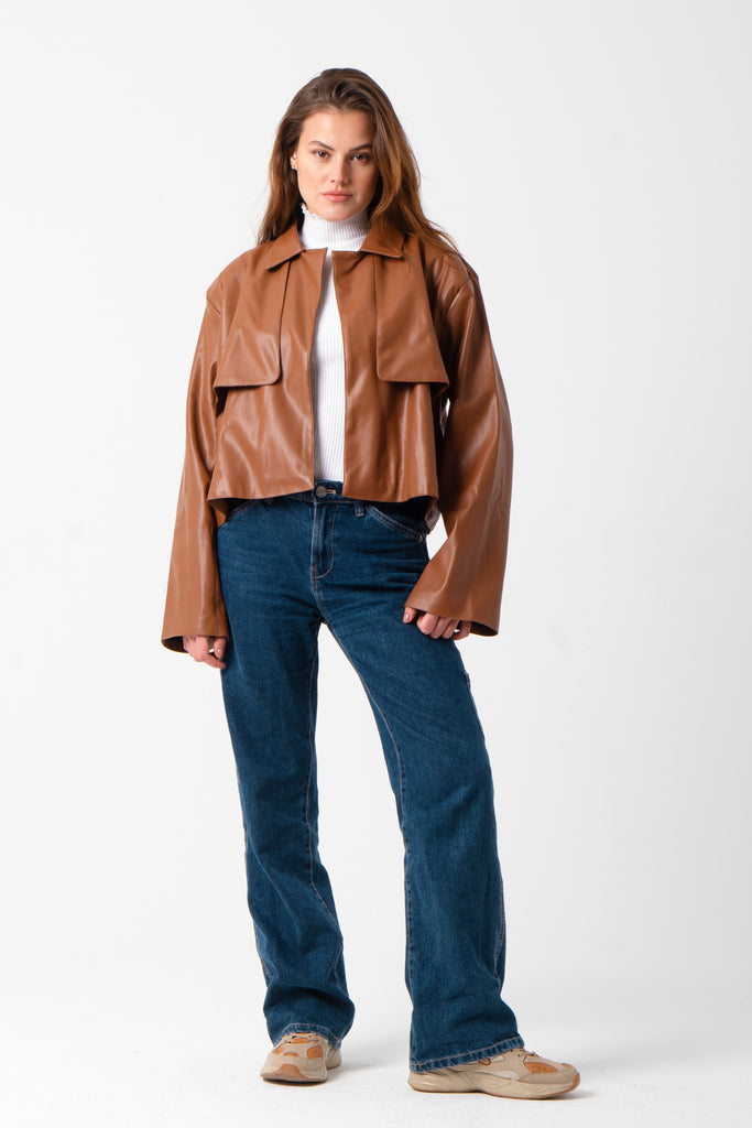 Rebel Leather Jacket in Brown