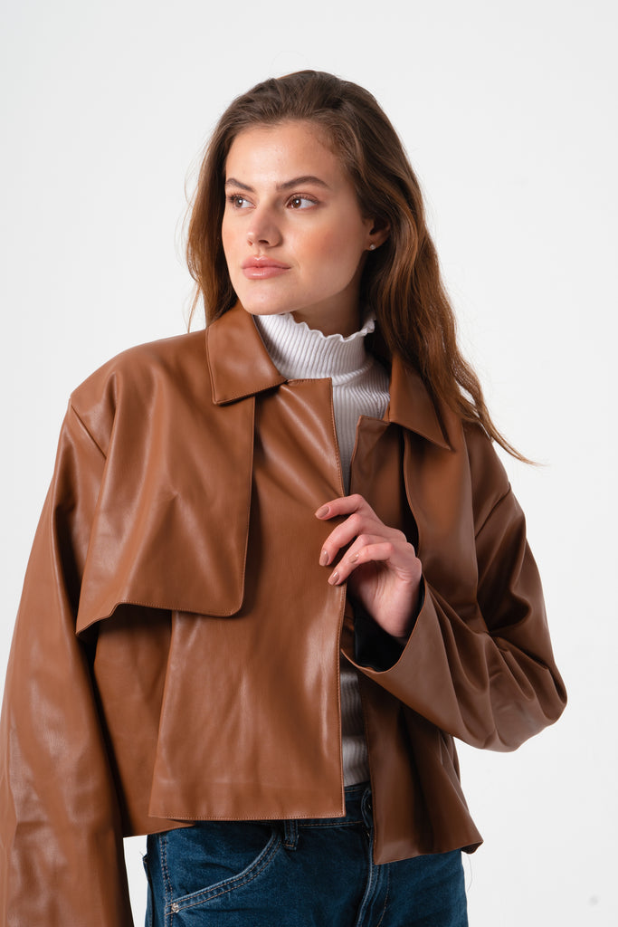 Rebel Leather Jacket in Brown