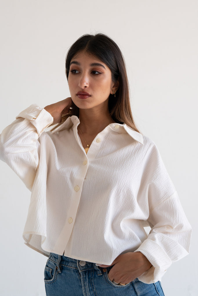Liberty Cropped Shirt In Off-White