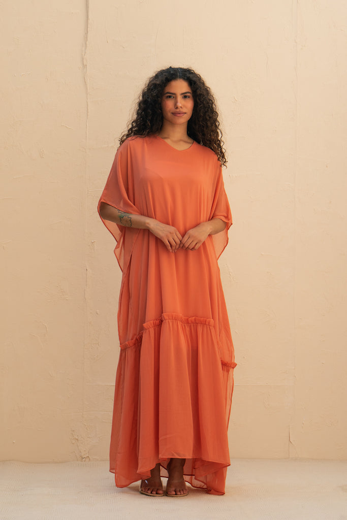 Poncho Dress in Orange