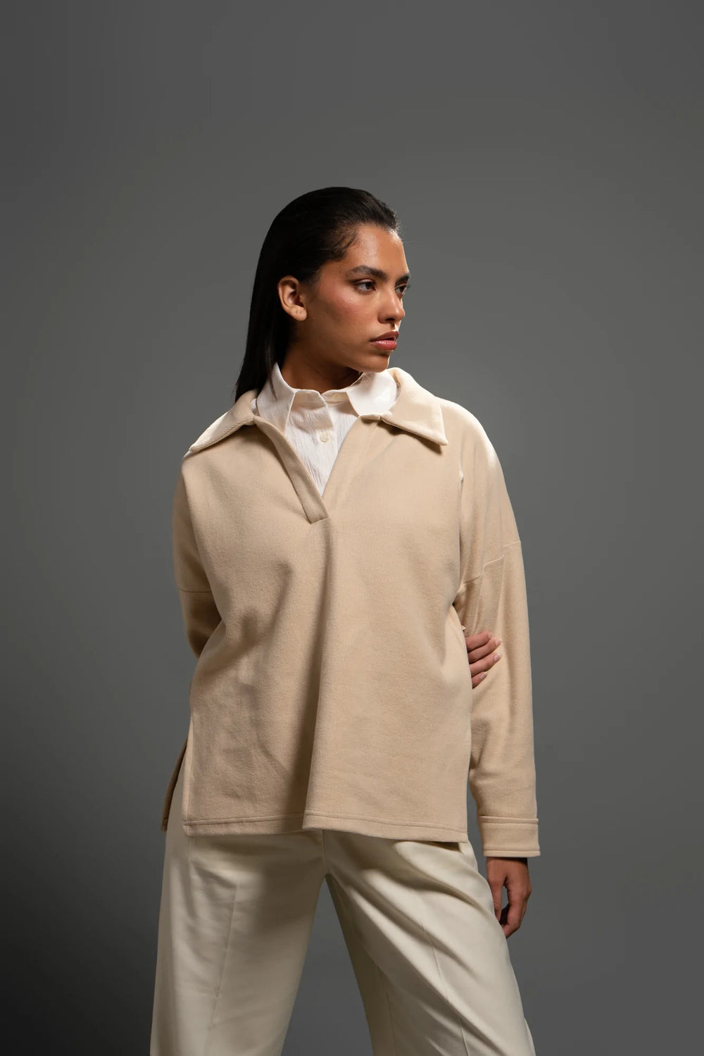 I Love Me Jumper in Beige