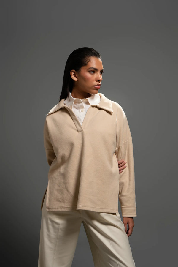 I Love Me Jumper in Beige