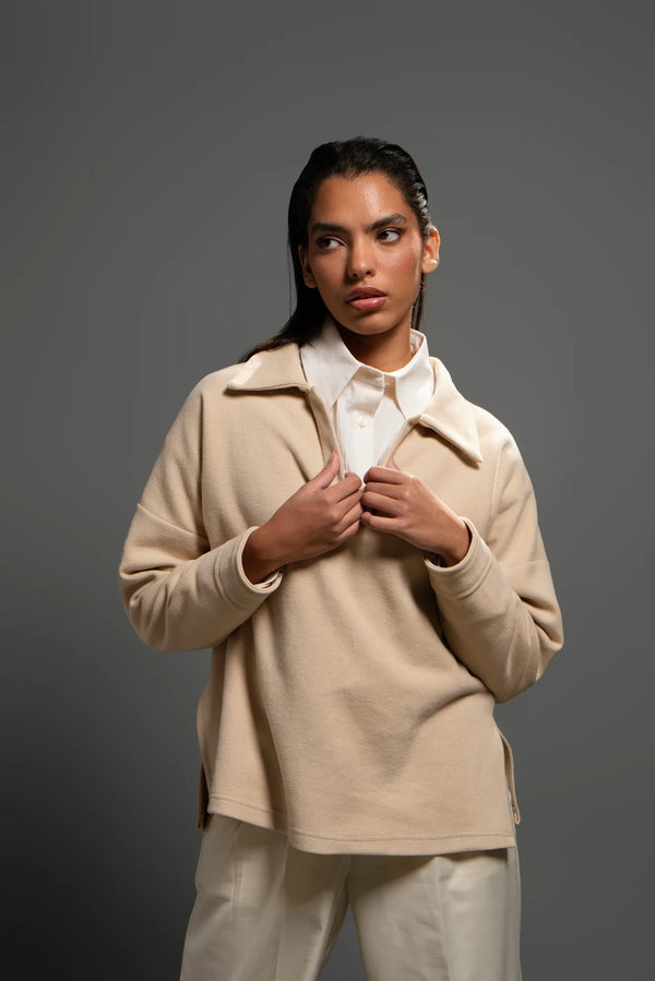 I Love Me Jumper in Beige