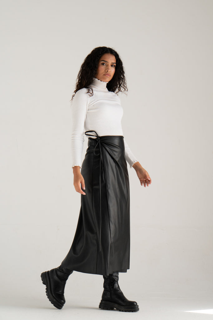 Starlight Leather Wrap Skirt