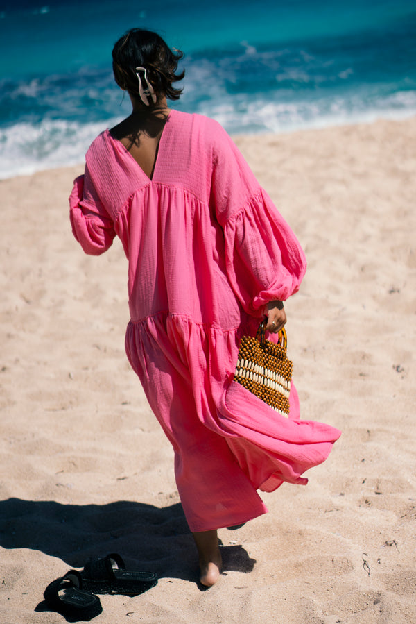 Golden Hour Chiffon Dress in Pink