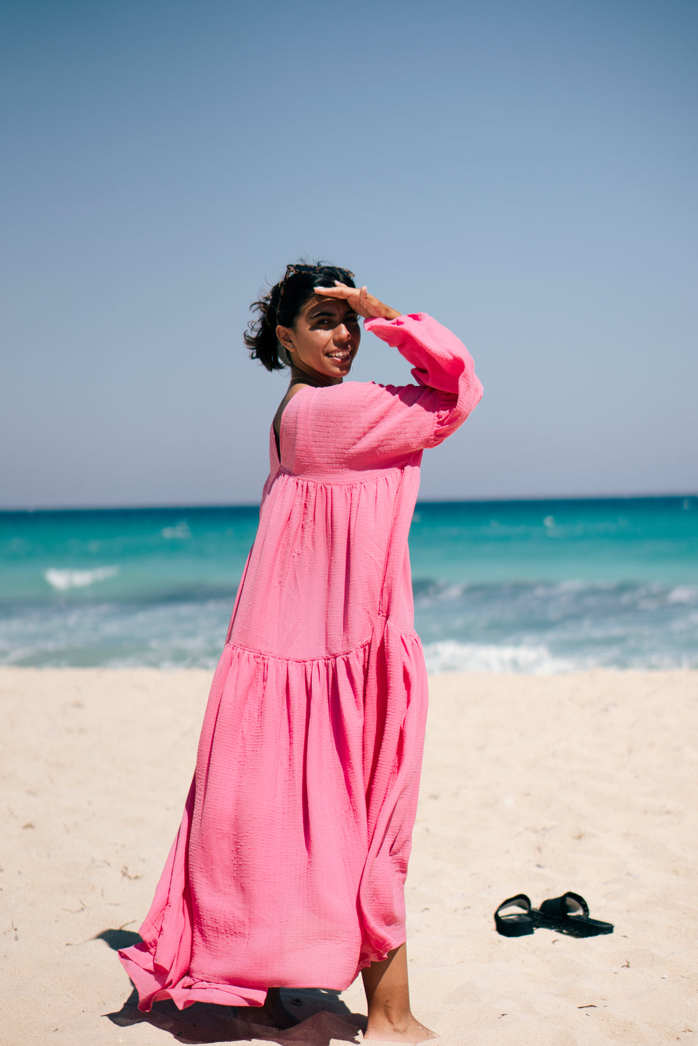 Golden Hour Chiffon Dress in Pink