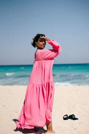 Golden Hour Chiffon Dress in Pink