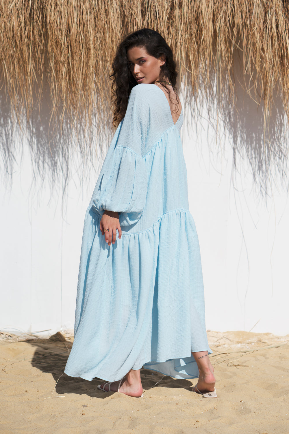 Golden Hour Chiffon Dress in Blue
