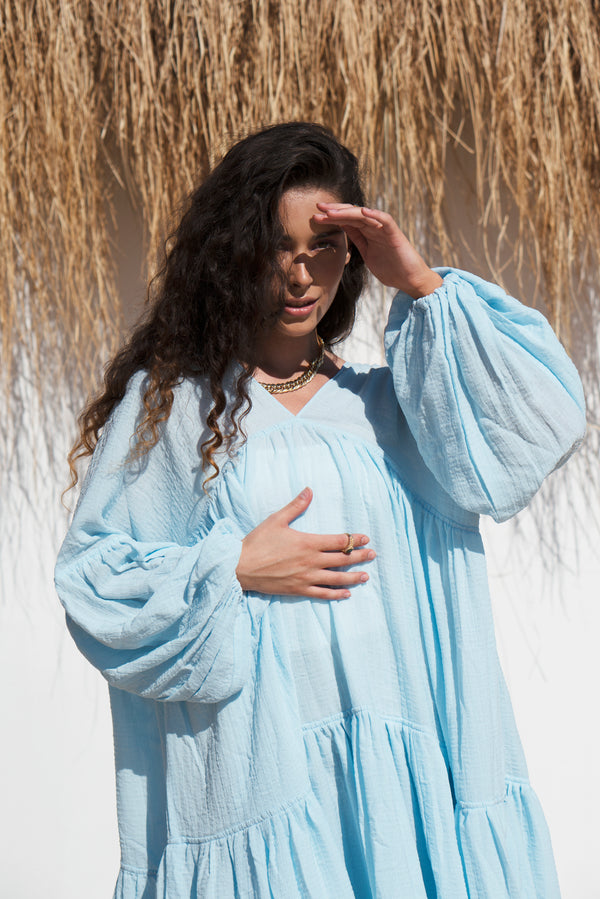 Golden Hour Chiffon Dress in Blue