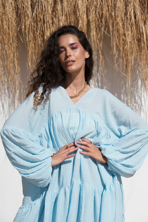 Golden Hour Chiffon Dress in Blue
