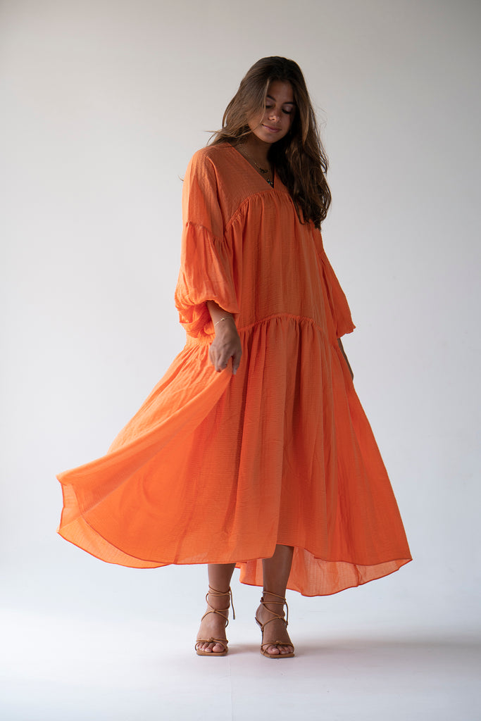 Golden Hour Chiffon Dress in Orange