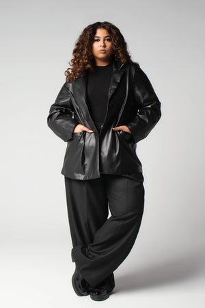 Main Character Leather Blazer in Black