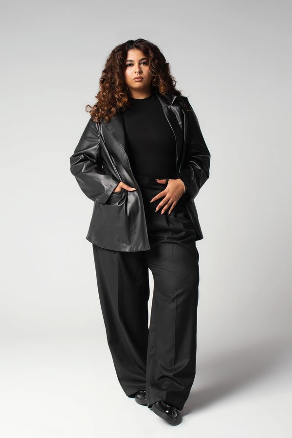 Main Character Leather Blazer in Black