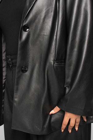Main Character Leather Blazer in Black