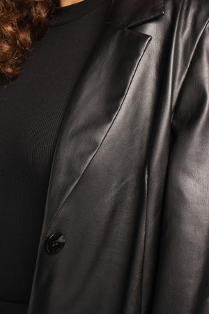 Main Character Leather Blazer in Black