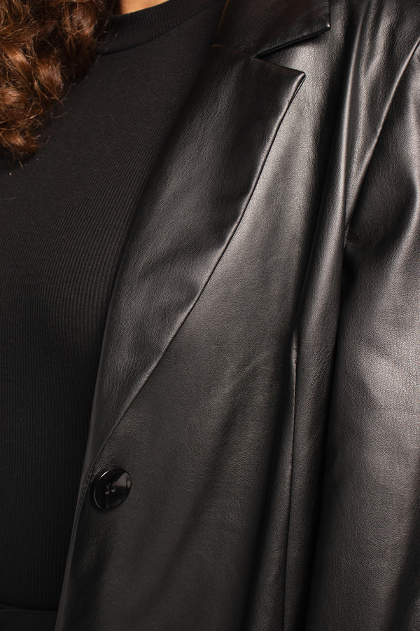 Main Character Leather Blazer in Black