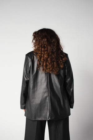 Main Character Leather Blazer in Black