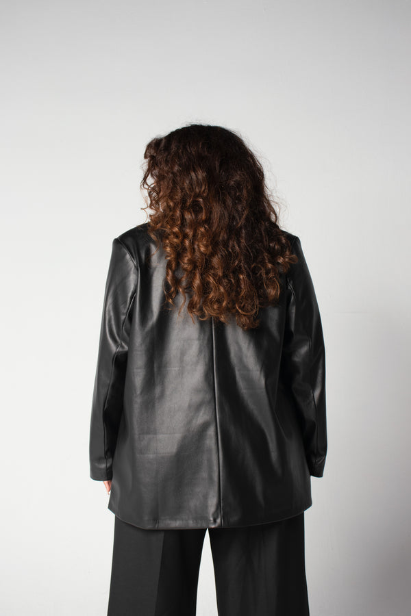Main Character Leather Blazer in Black