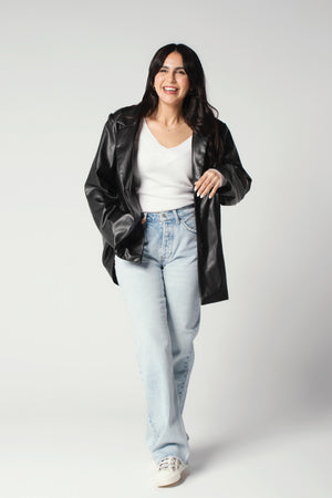 Main Character Leather Blazer in Black