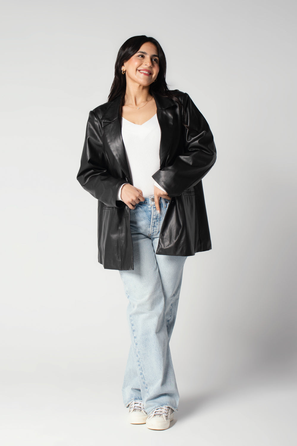 Main Character Leather Blazer in Black