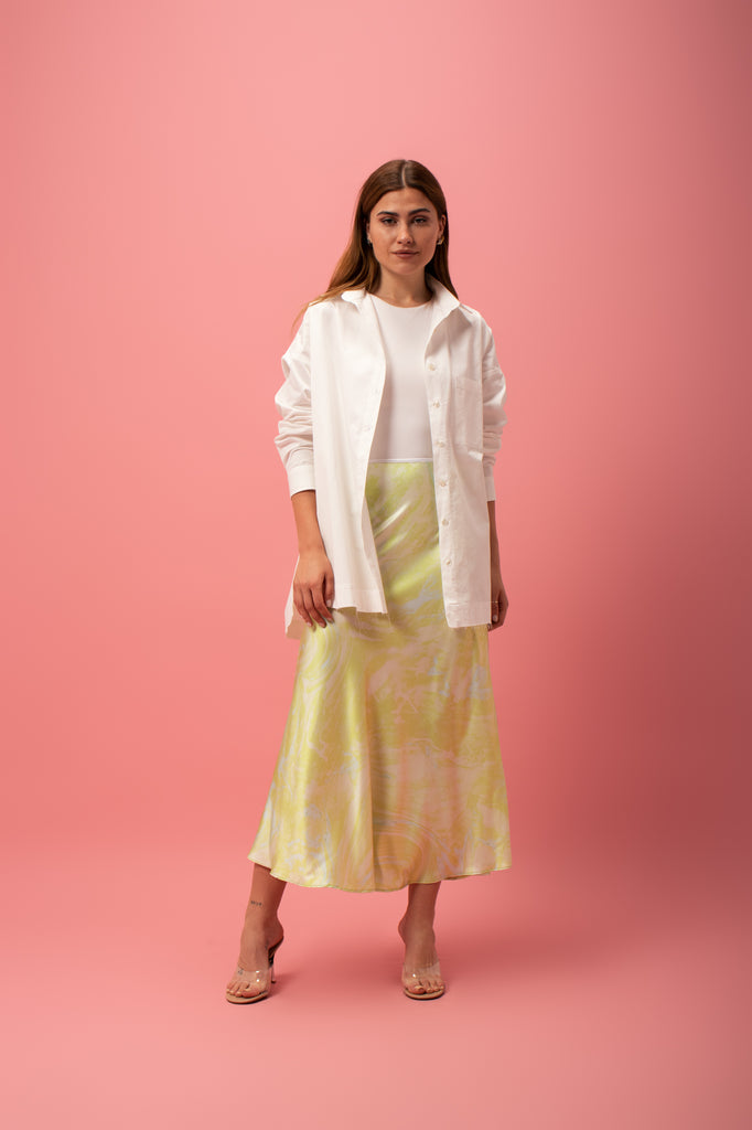 Lime Marble Satin Skirt