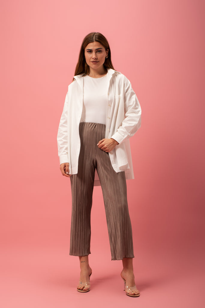 Cropped Pleated Pants in Oxide